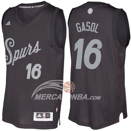 Maglia NBA Christmas 2016 Pau Gasol San Antonio Spurs Nero